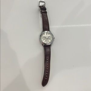 Leather and Silver Fossil watch
